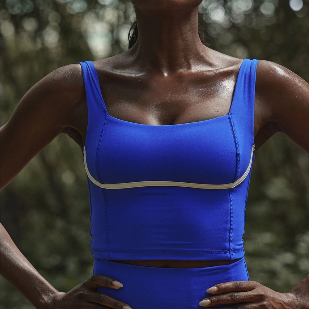 Monday Swimwear Zion Tank - Cobalt/Ivory